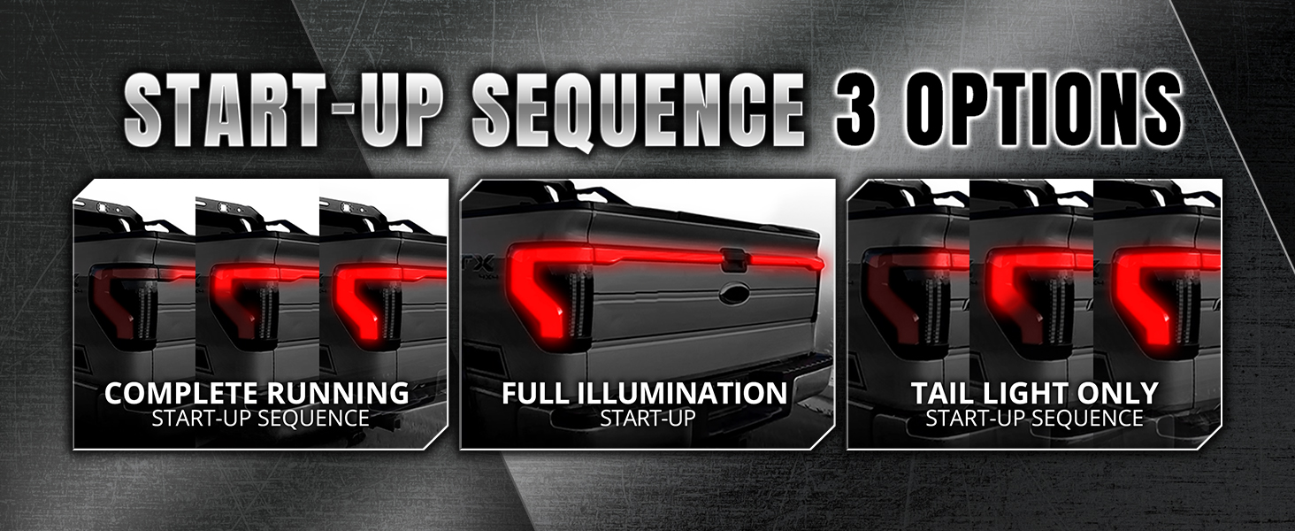 Full-Width Strip Cross LED Tail Light with Sequential Red or Yellow Signal for 12th Gen 09-14 Ford F150