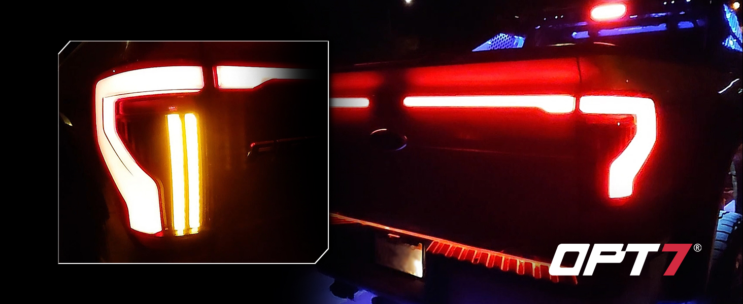 Full-Width Strip Cross LED Tail Light with Sequential Red or Yellow Signal for 12th Gen 09-14 Ford F150